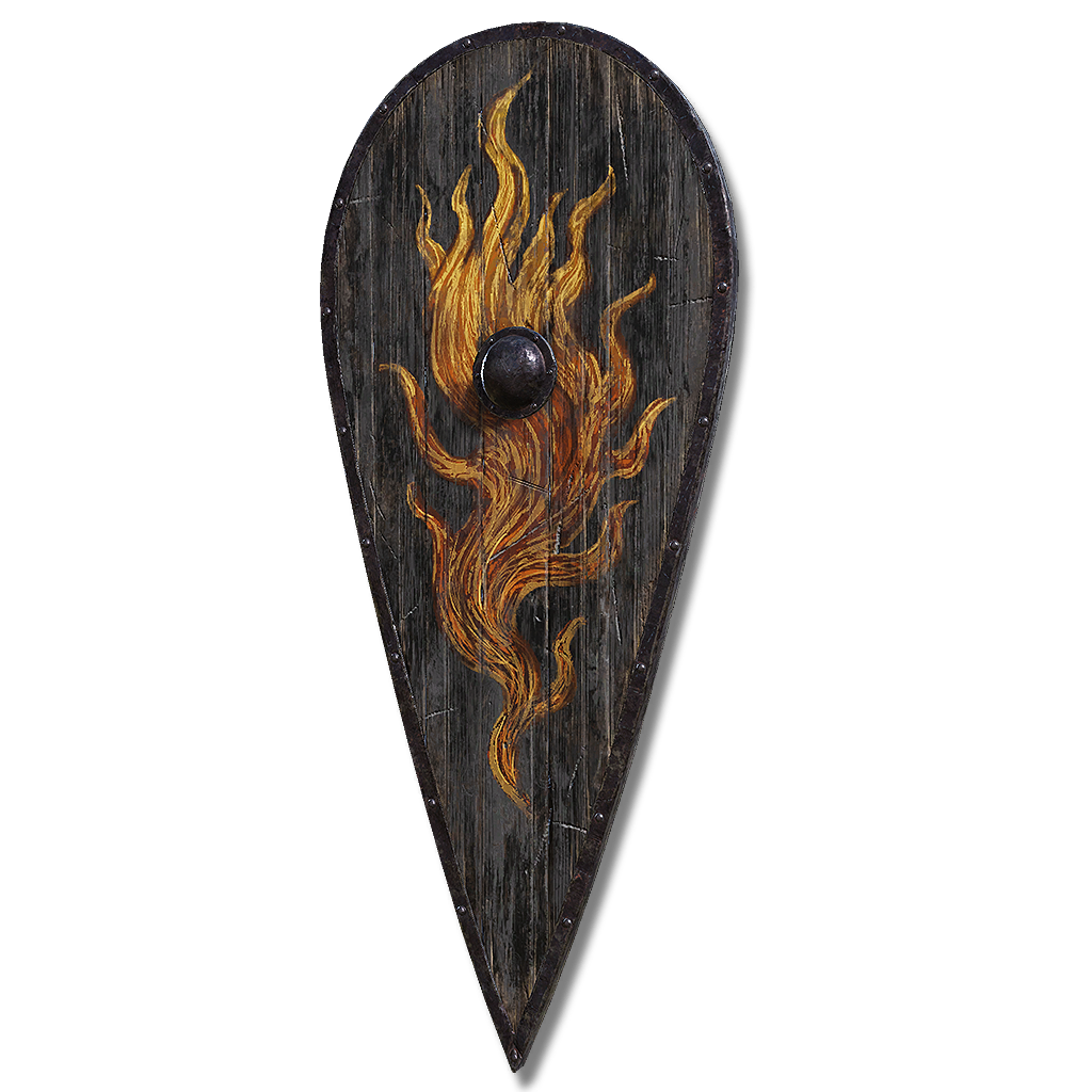 12062 Flame Crest Wooden Shield armaments